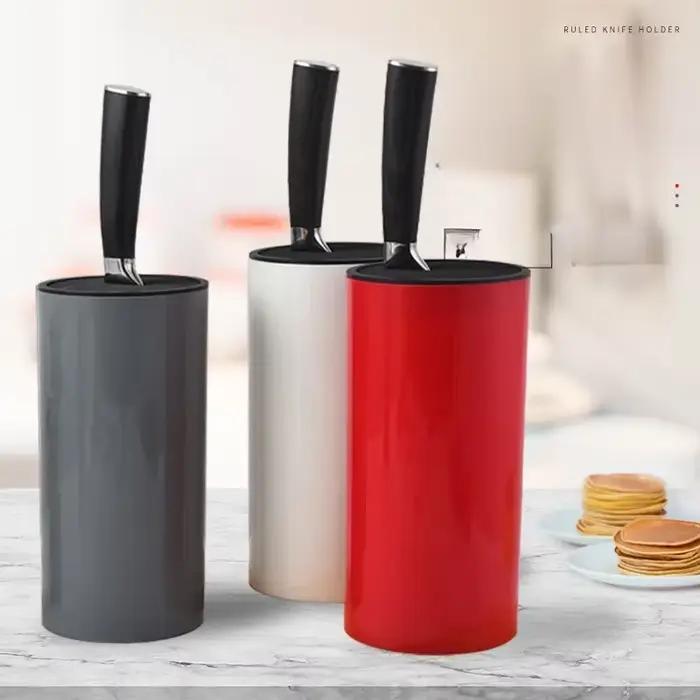 Porte-couteau pour cuisine, couteau en céramique, bloc de couteaux en plastique, support de réservoir de stockage, accessoires de cuisine, porte-couteau rond en plastique
