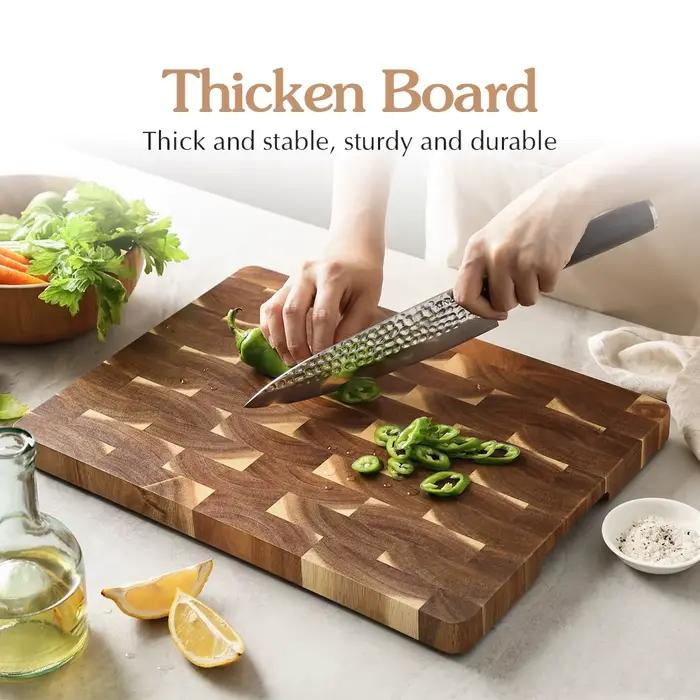 Planche à découper en bois d'acacia HEZHEN pour boucherie et découpe fine pour cuisine et événements familiaux