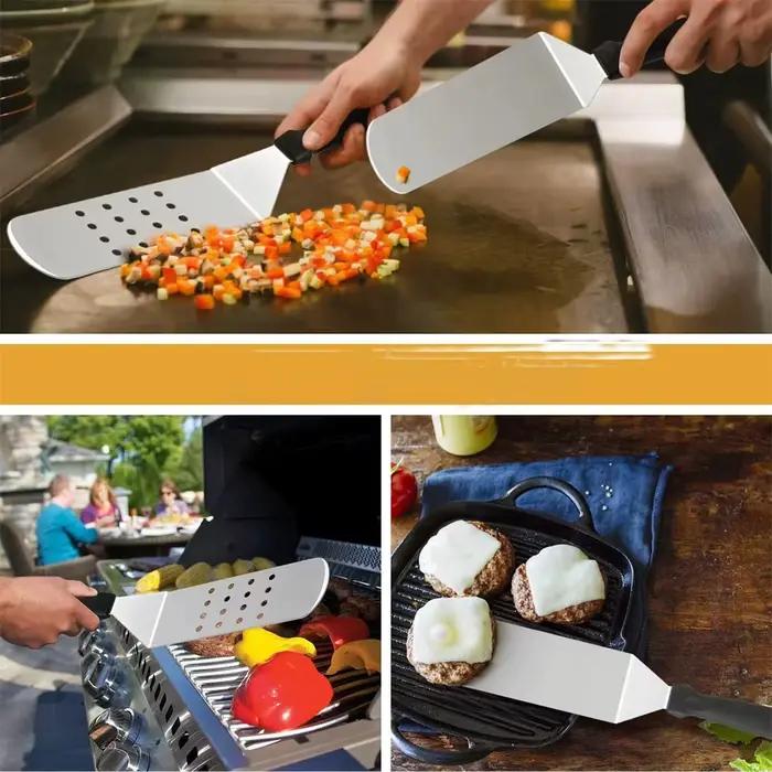 Spatule de cuisine en acier inoxydable avec poignée antidérapante pour barbecue et préparation de hamburgers à offrir pour la cuisine domestique