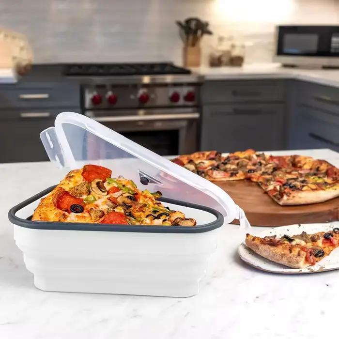 1 boîte de rangement pour pizza en silicone, gain de place, avec 5 plateaux pour micro-ondes, support de rangement pliable réutilisable pour tranches de pizza