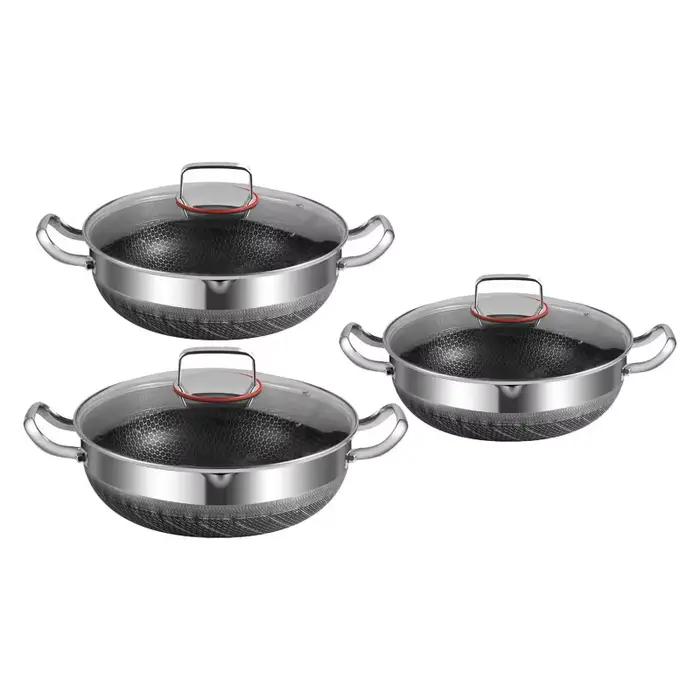 Poêle à frire en acier inoxydable, 316 Stock, poêle antiadhésive de qualité alimentaire, fond de Pot en nid d'abeille, cuisinière à Induction, cuisinière à gaz générale
