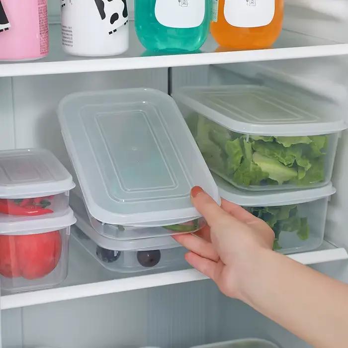 Boîtes de conservation en plastique rectangle pour viande congelée, aliments et fruits frais, kit de rangement portable pour réfrigérateur et transport