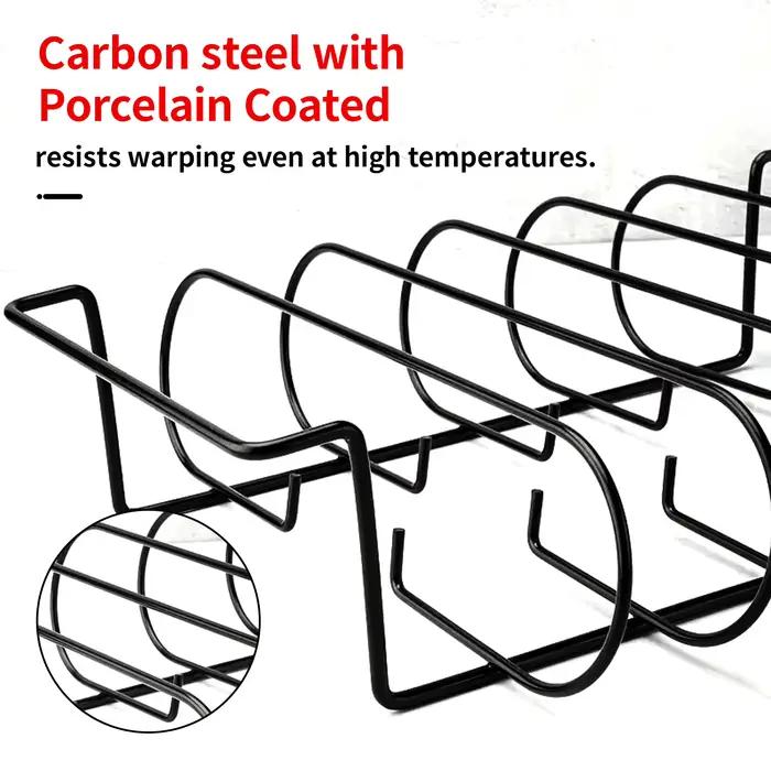 Support à nervures en acier inoxydable, peut contenir jusqu'à 4 supports complets de côtes pour fumer, fumeur à gaz ou gril à charbon de bois, debout robuste et antiadhésif