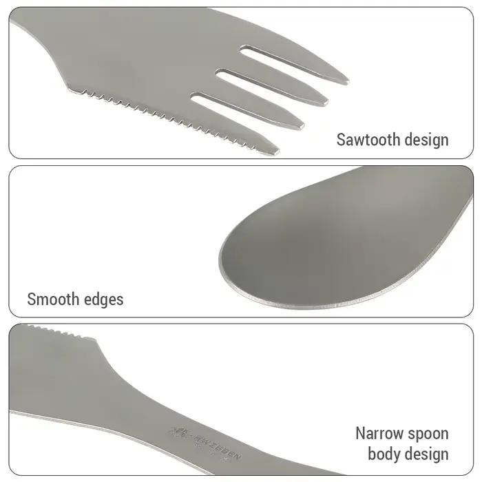 Ti Spork-Cuillère de camping 3 en 1, coupe-fourchette, ChlorOutdoor Britware pour le camping, la randonnée, les pique-niques en plein air