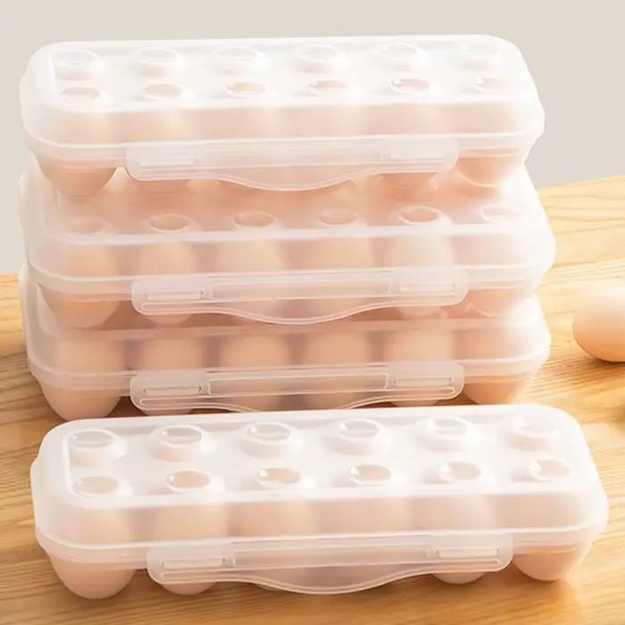 Support à œufs pour réfrigérateur 12/18 compartiments en plastique robuste avec couvercle hermétique pour la maison et les activités extérieures