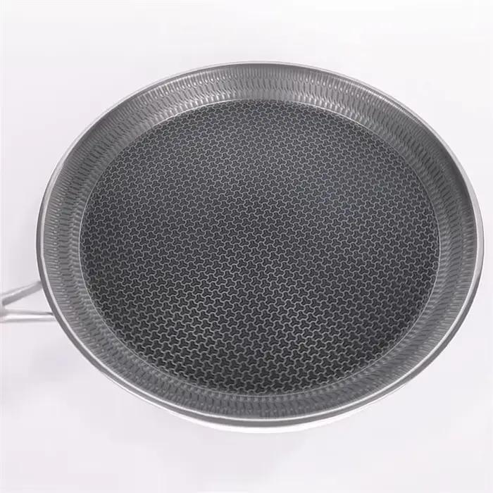 Poêle à crêpes en acier inoxydable 26Cm revêtement antiadhésif en nid d'abeille