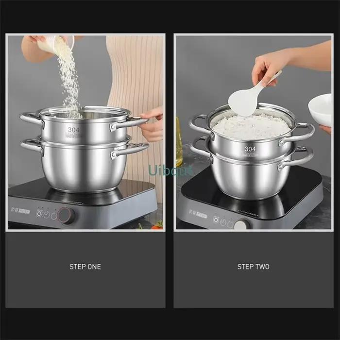 Pot à soupe en acier inoxydable 304, 20-24CM d'épaisseur, cuiseur à vapeur, nouilles Congee, petite marmite bouillante pour cuisinières à induction au gaz, marmite