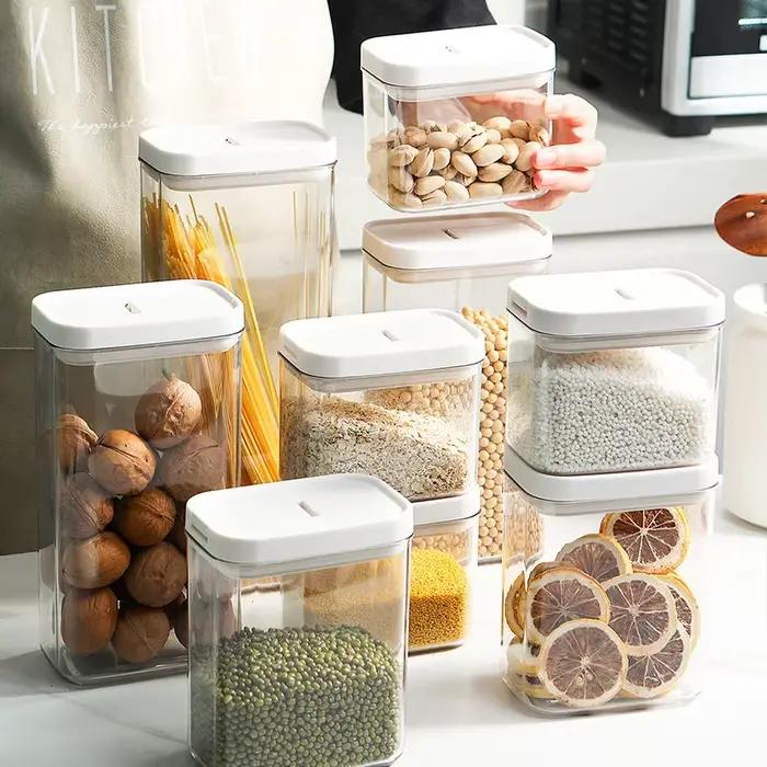 Pot scellé résistant à l'humidité domestique, pot de stockage de céréales de cuisine, boîte de stockage d'épices et de thé, boîte de stockage transparente de lait en poudre