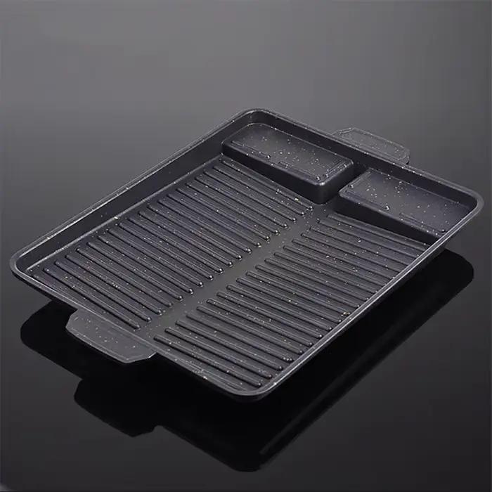 Plaque de cuisson rectangulaire à revêtement antiadhésif Portable 32X26cm pour cuisinière à gaz Butane