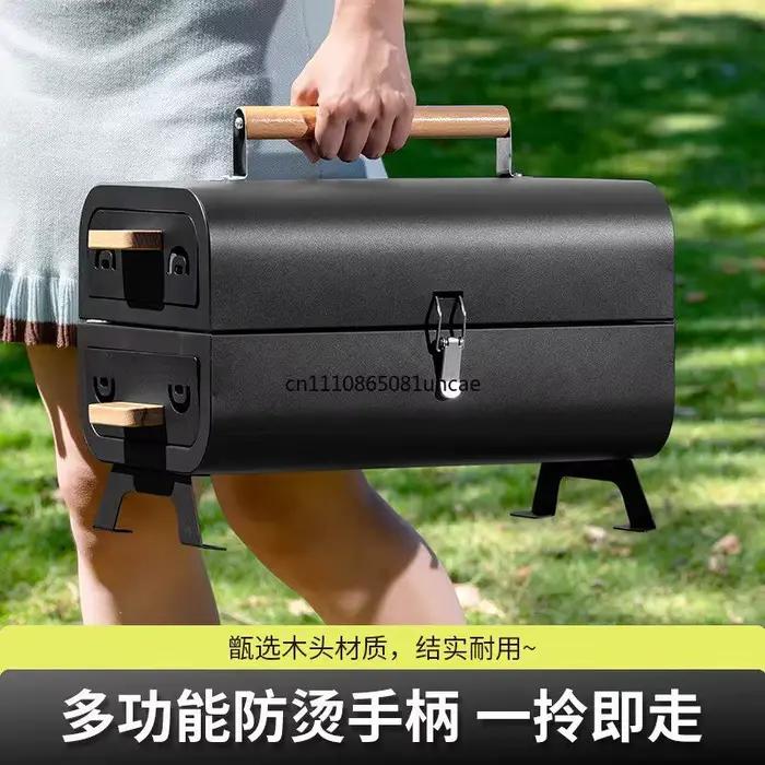 Barbecue portable d'extérieur pour la maison, petit modèle, pour patio, épaissi, pour brochettes, camping, au charbon de bois