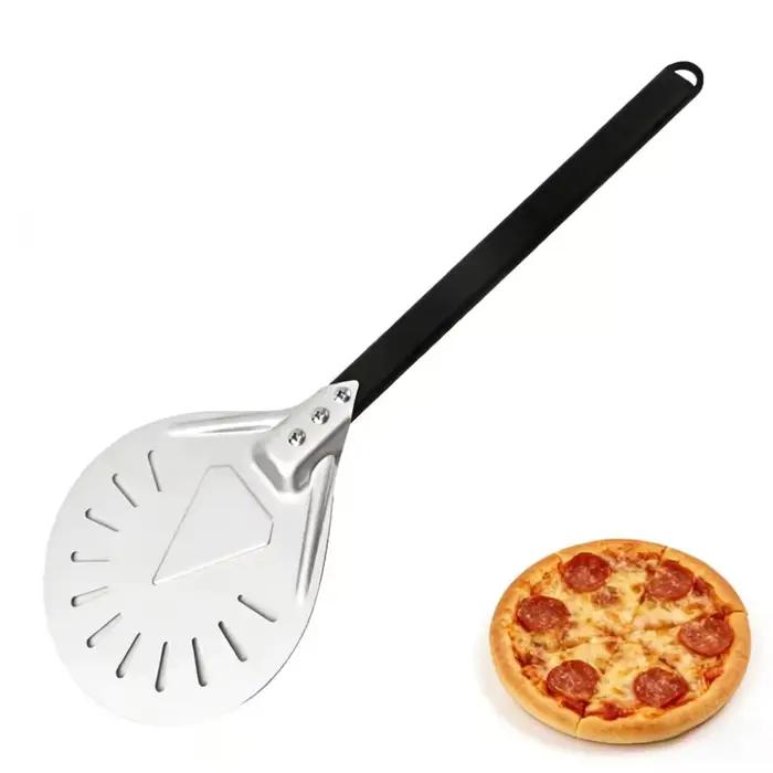 Pelle à pizza perforée en aluminium avec long manche, pour four domestique