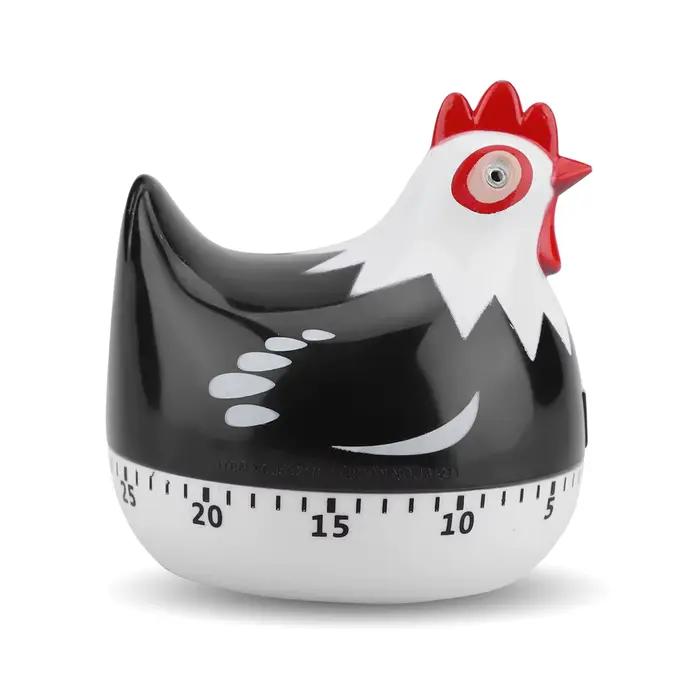 Minuteur de cuisine en forme de poulet, en plastique, avec fonction de rappel et compte à rebours, alarme sonore
