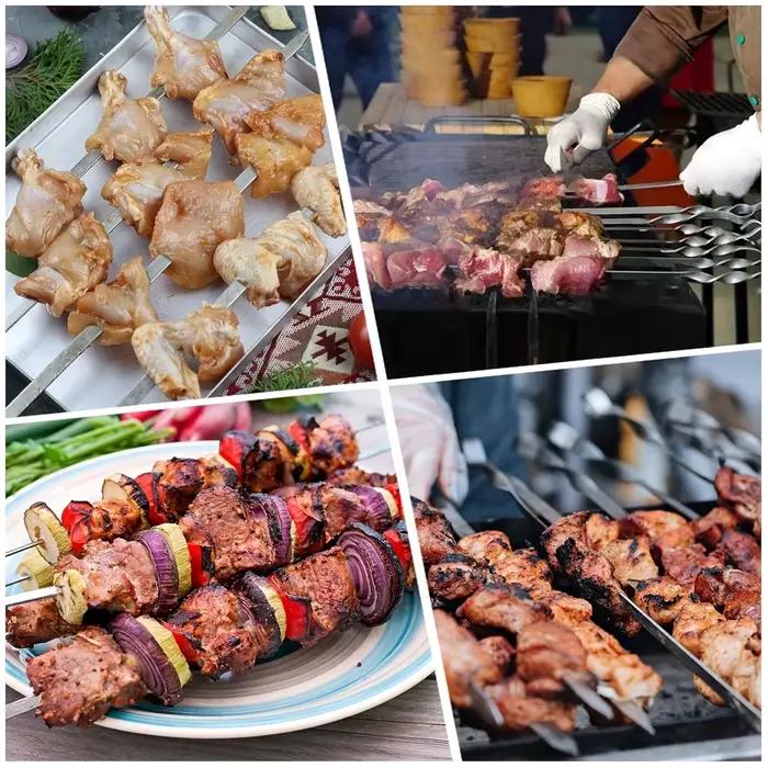 Brochettes de Kabob plates en métal et acier inoxydable