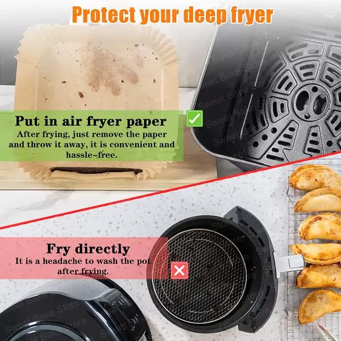 Doublure en papier de cuisson pour friteuse à air 6L + 3L tapis de cuisson non adhésif pour philips airfryer tefal easy fry occasionnels usage facile jetable respectueux de l'environnement