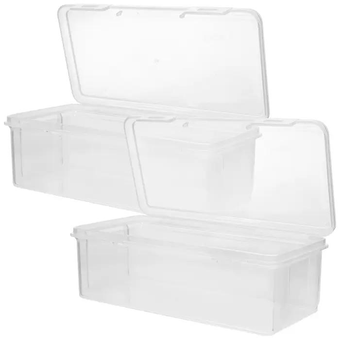 Lot de 2 boîtes à pain transparentes hermétiques réutilisables en plastique pour le stockage