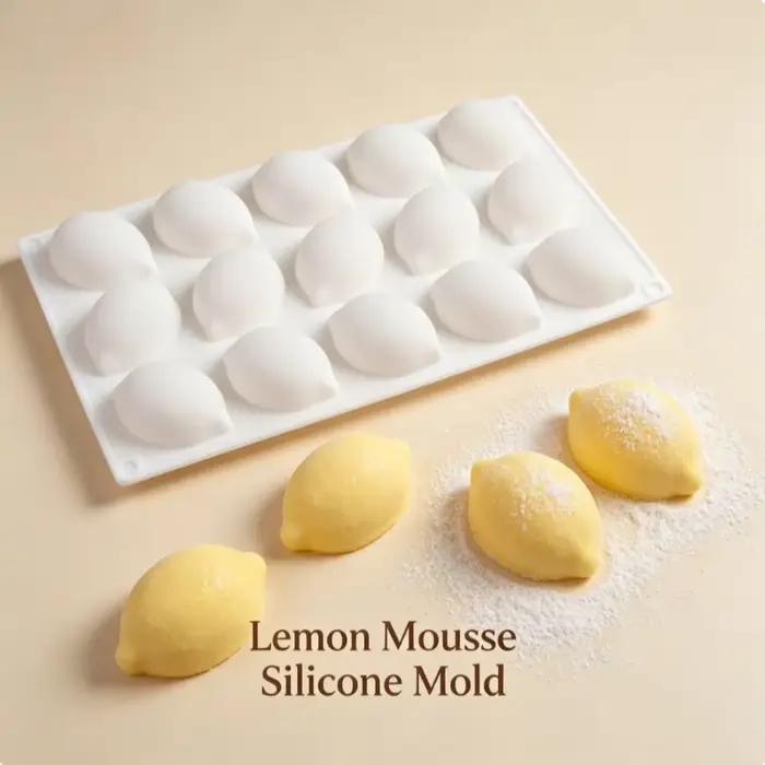Moule à gâteau en silicone citron, 15 cavités, design réaliste de fruits, antiadhésif, facile à démouler, pour gâteaux au chocolat, outil de pâtisserie