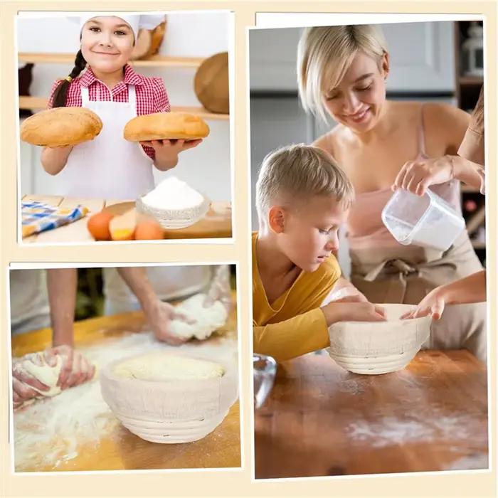 VELIF-12Pcs 5 pouces Banneton panier d'épreuve de pain pâte ronde anti- levain bols d'épreuve de pâte avec doublure amovible
