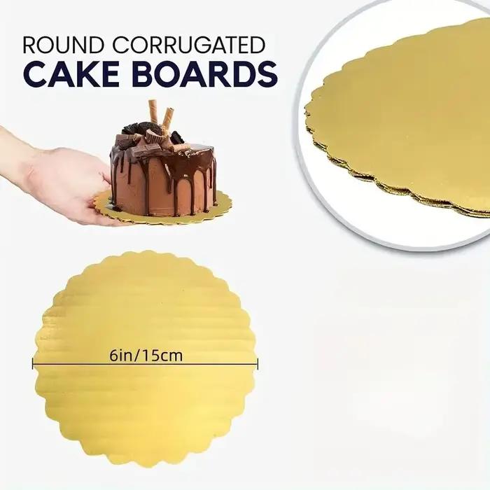 5 planches à gâteaux avec anneaux à gâteau dorés