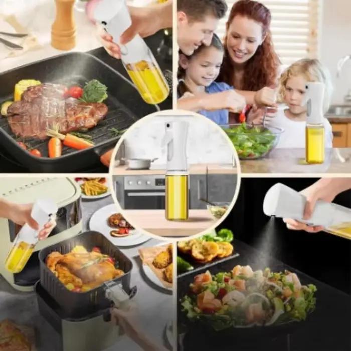 Bouteille pulvérisateur en verre pour cuisine, friteuse à air, bouteille pulvérisateur d'huile comestible, bouteille pulvérisateur, atomiseur, réservoir d'huile