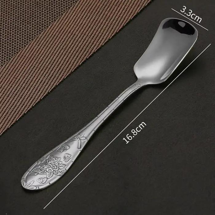 Nouveau acier inoxydable or argent cuillère vaisselle dîner cuillères à soupe fourchette à tête plate pelle