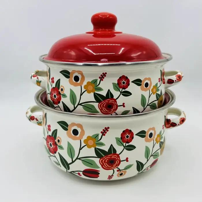 Marmite à ragoût épaisse en émail, ustensiles de cuisine ménagers, nouilles de cuisson, lait chaud, supplément pour bébé, marmite
