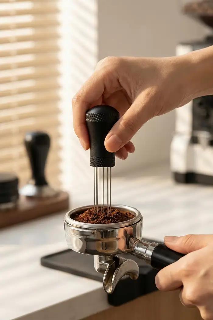 Outil de distribution d'expresso pour barista