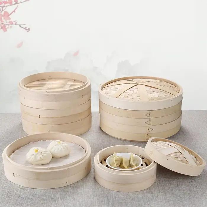 Ensemble d'ustensiles de cuisine pour la cuisson à la vapeur, comprenant un panier vapeur, un récipient vapeur, un cuiseur vapeur, un cuiseur vapeur en bambou, pour la préparation de délicieux pains B