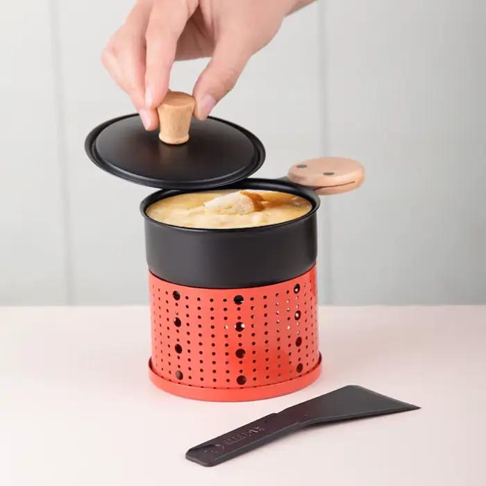 Chaudière à beurre cylindrique coupe-vent antiadhésive avec pelle poignée Anti-brûlure four à Raclette au fromage cuisson