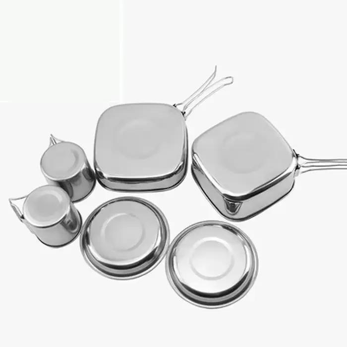 Ensemble de casseroles pliables en acier inoxydable pour la randonnée