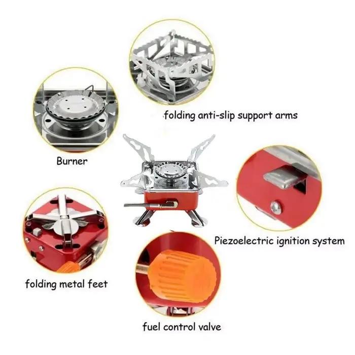 Cuisinière 2800W poêle à Cassette carrée haute puissance Compact pliant brûleur à gaz Portable coupe-vent Fondue cuisinière à gaz voyage