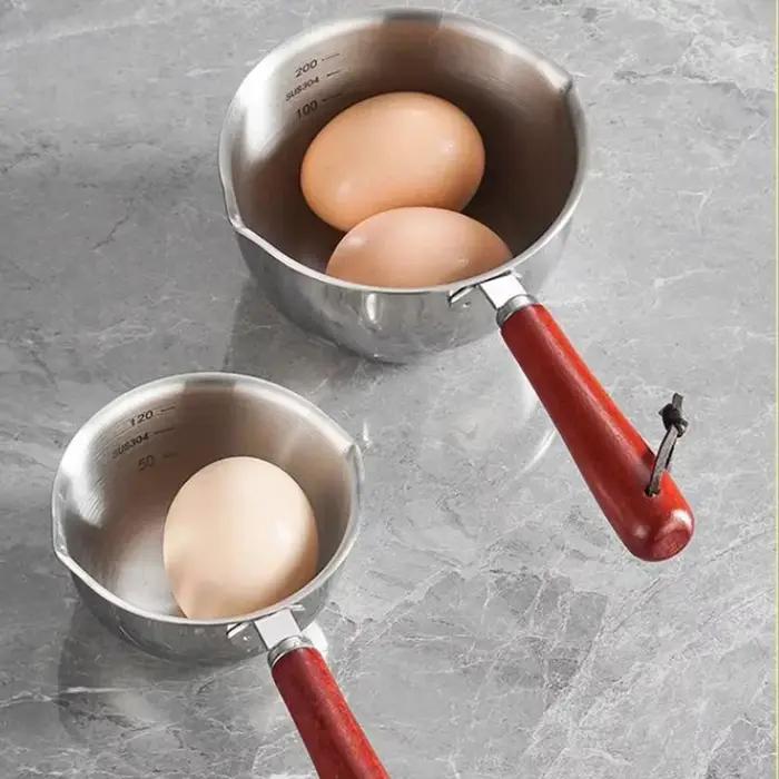 Poêle à huile chaude en acier inoxydable, chauffe-beurre chaud, poêle à fond plat pour éclaboussures d'huile, casserole pour saucisses au lait bouillant, 150/300/500ml