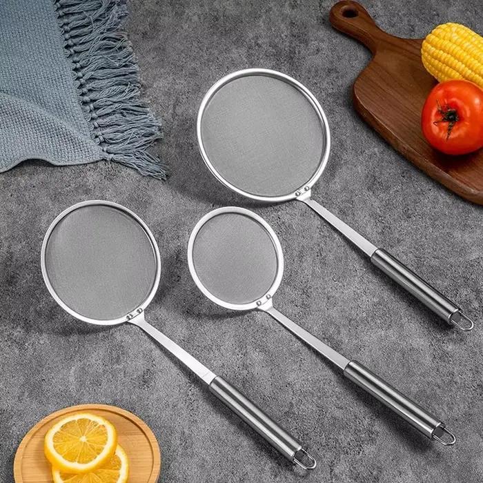 Cuillère d'écumoire de graisse cuillère de crépine d'écumoire de maille Fine d'acier pour enlever la graisse et la mousse cuillère d'écumoire de graisse de cuisine