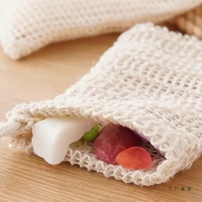 1/5/10 sac à savon de douche économiseur de savon sacs à savon faits à la main sacs à savon en Sisal maille naturelle économiseur de savon support de pochette