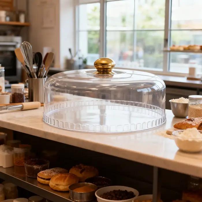 Dôme à gâteau rond transparent en plastique 11 pouces