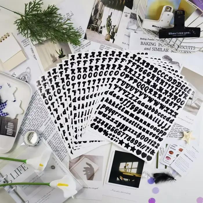 Petits autocollants lettres et chiffres, 5 feuilles, 0,5 pouce, autocollants en vinyle autocollants pour scrapbooking, enseignes, enveloppes, bouteilles