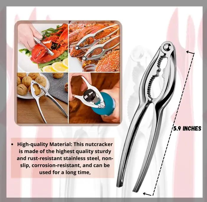 Pince à crabe multifonction en acier inoxydable, pince à noix, pince à homard, outil de préparation des fruits de mer pour la cuisine domestique