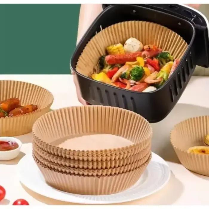 Papier de cuisson pour friteuse à Air jetable, carré et rond, plaque de Barbecue, tapis antiadhésif, four de cuisine, outil en papier absorbant l'huile