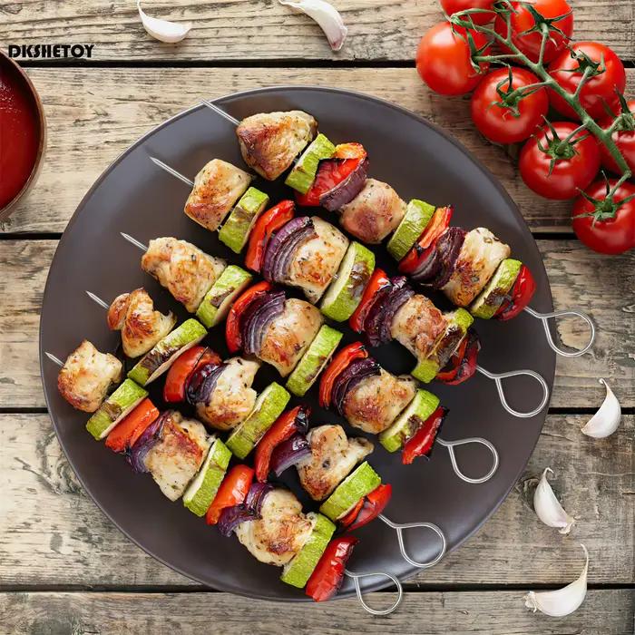 Brochettes de barbecue pour barbecue, 20cm, pince à aiguille, ustensile fourchette en fer, outils de voyage en plein air, résistance aux hautes températures, accessoires pour barbecue