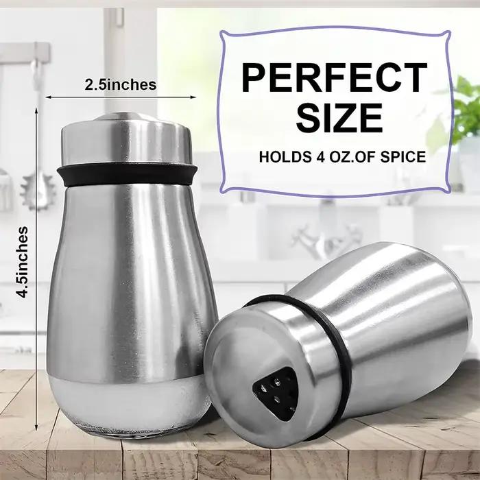 Shaker d'assaisonnement de sel et de poivre à fond en verre en acier inoxydable