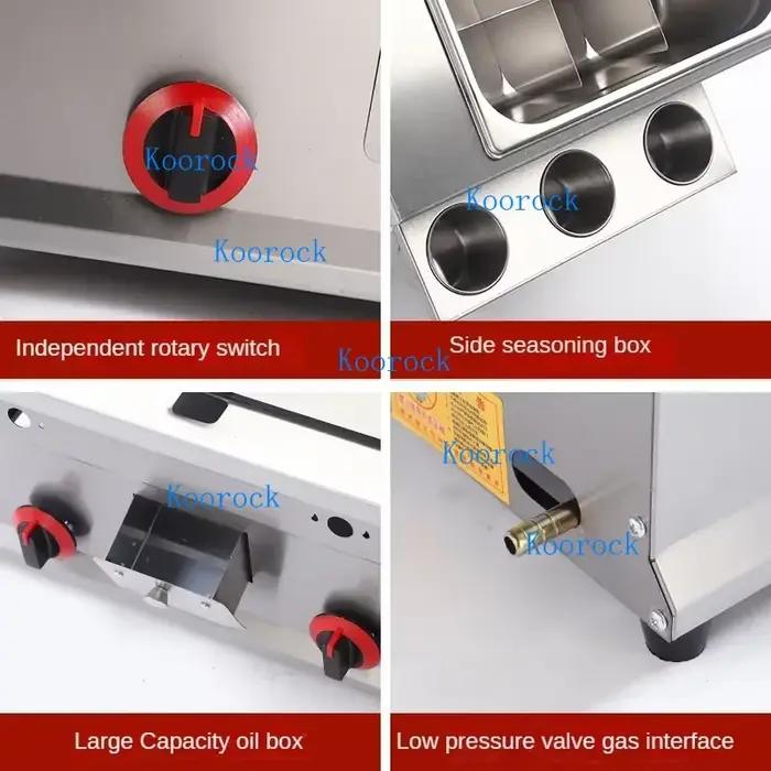 Grill professionnel à gaz autoportant pour crêpes, teppanyaki et plats mijotés, machine de cuisson pour la restauration rapide et les snacks polyvalents
