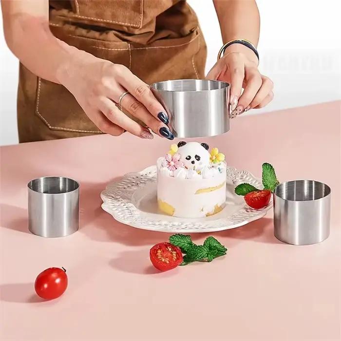 Moule à Anneau de Gâteau Circulaire en Acier Inoxydable Ronds pour Gâteaux Mousse Occasions Spéciales Bricolage Cuisine Outils de Fête