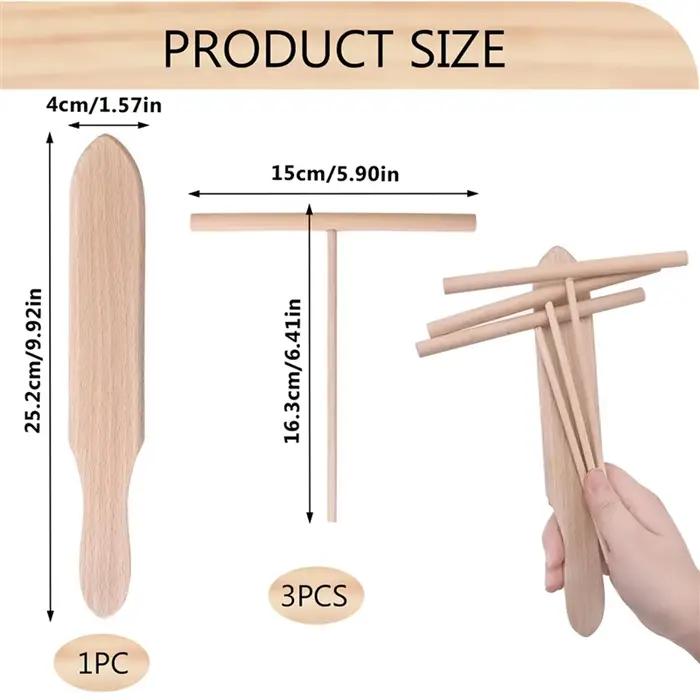 ABUN-ensemble de spatules bâtons en T en bois pour étaler la pâte à crêpes, ensemble de 8 ustensiles pour crêpière uniforme, out