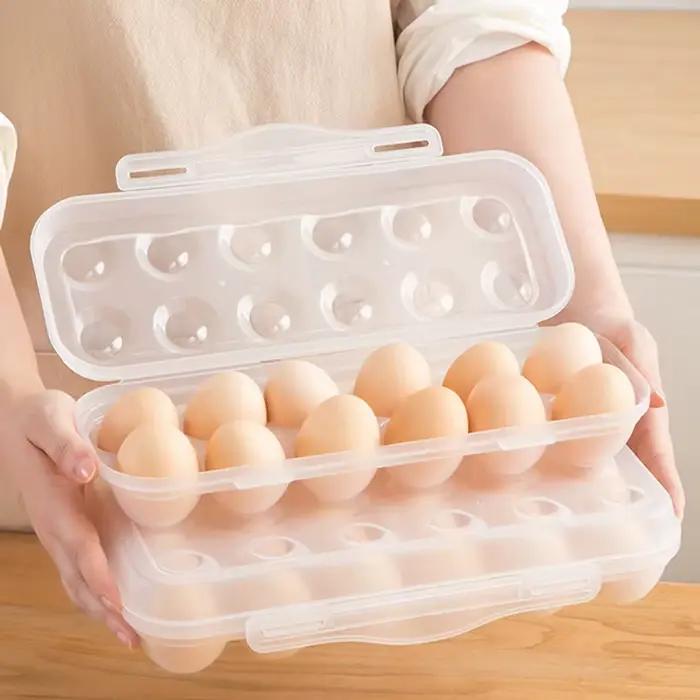 Support à œufs pour réfrigérateur 12/18 compartiments en plastique robuste avec couvercle hermétique pour la maison et les activités extérieures