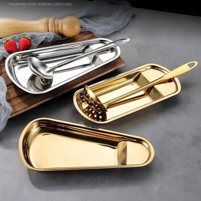 Support de plateau de buffet en acier inoxydable de style coréen, support pour pince à aliments, pince à pain, plateau en forme d'éventail, support pour cuillères, support pour couverts, plateau à vai