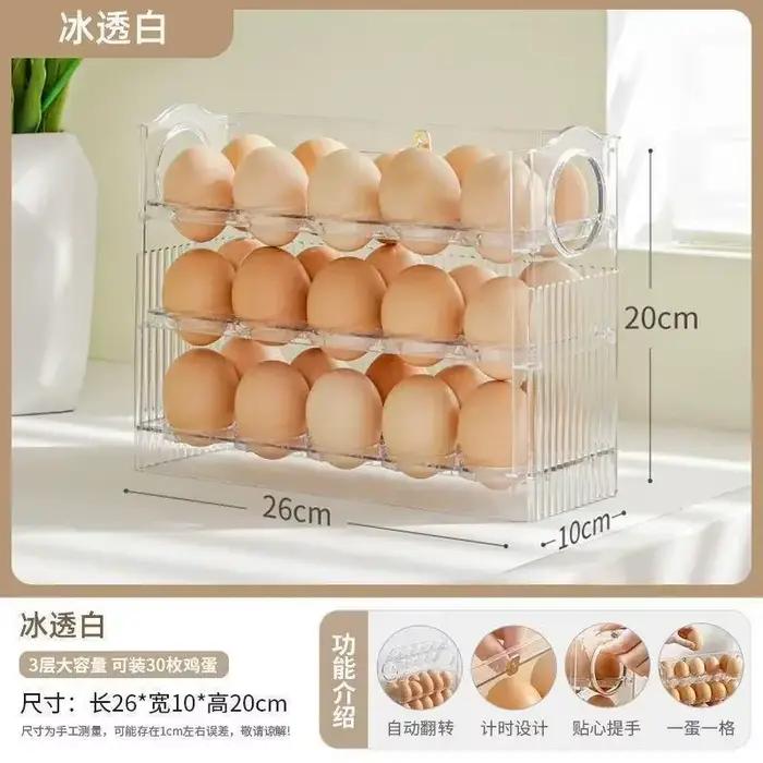 Boîte à œufs en plastique brillant à trois niveaux pour rangement pratique et organisation de la cuisine occasions familiales et cadeaux utiles