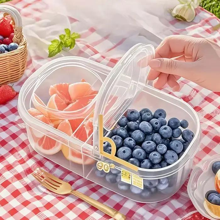 Réfrigérateur de fruits et aliments à ouverture simple et Double, boîte de rangement anti-poussière, conteneur de stockage de fruits de pique-nique Portable réutilisable 1 pièce