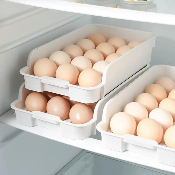 Boîte de rangement d'œufs pour réfrigérateur, Style tiroir à 15 compartiments, congélateur domestique, conservation de la fraîcheur, organisateur d'œufs de cuisine