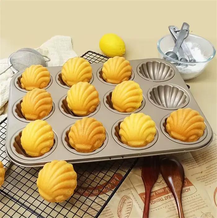 Moule à madeleines antiadhésif 6/12 cavités en acier au carbone