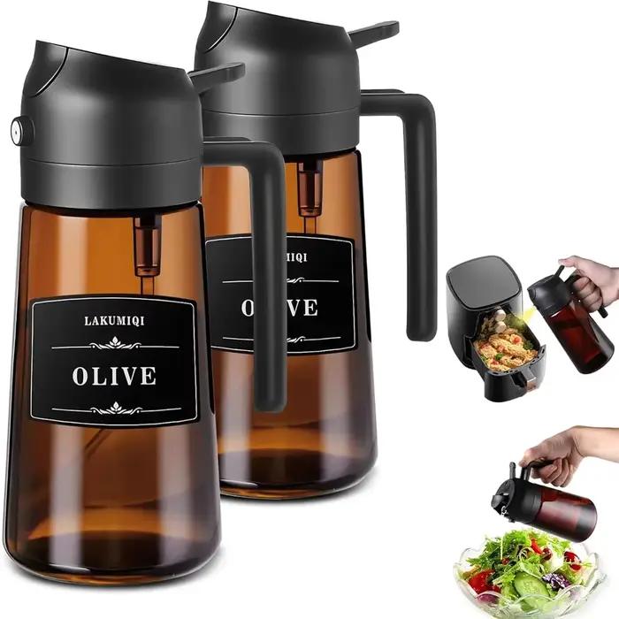 Pulvérisateur et distributeur d'huile en verre 2 en 1