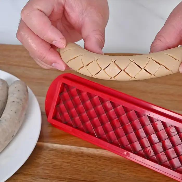 Coupe-saucisses et Hot Dog, fournitures de cuisine, nouveau trancheur de maille de précision à rainure transversale de qualité commerciale pour saucisses, outil de barbecue pour Hot Dog